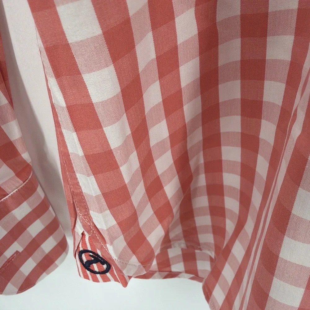 Hammer Made Cotton Button Up Shirt‎ 16.5/42 Peach Red Check Italian Fabric Italy